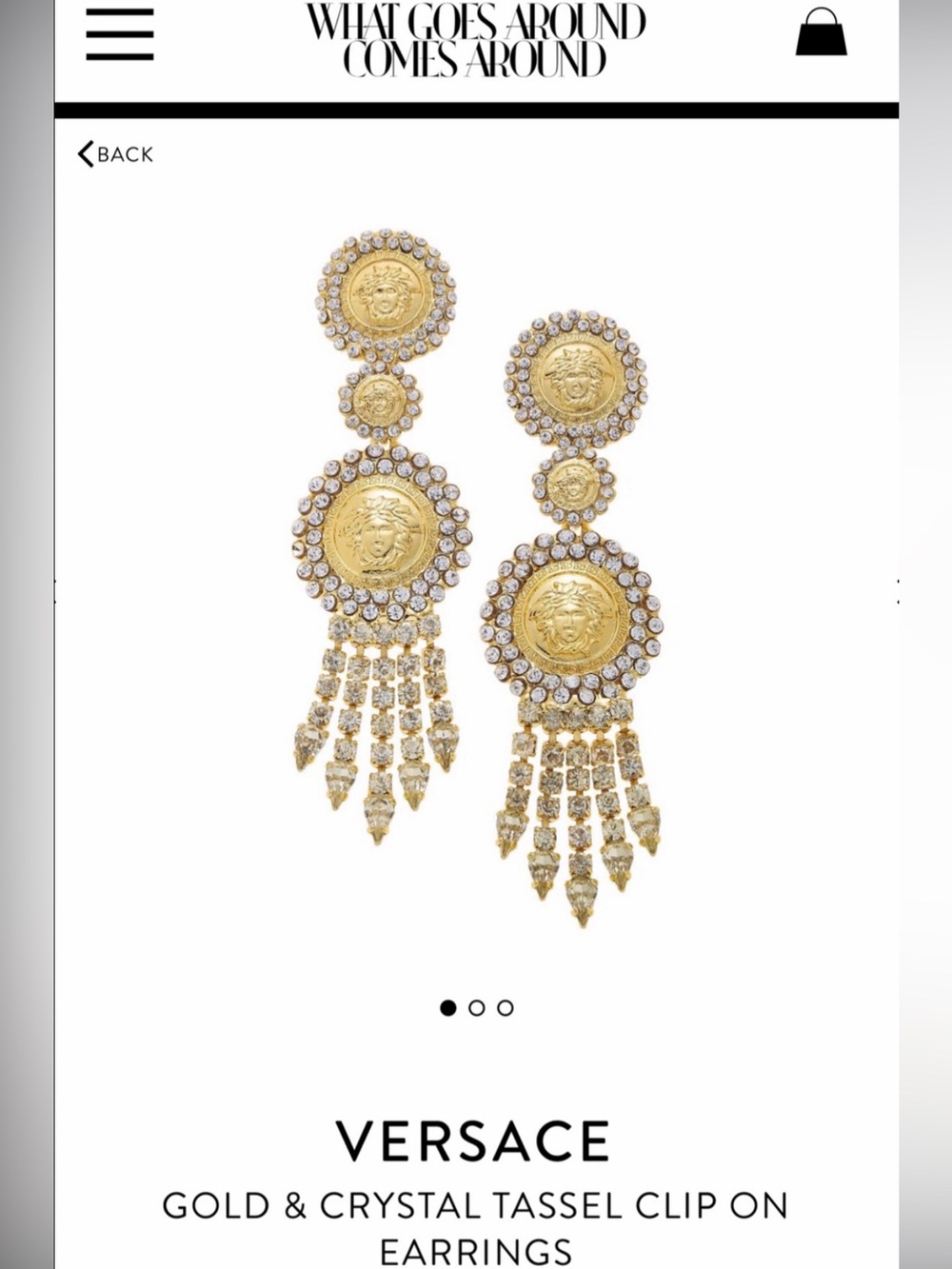 Vintage Gianni Versace Gold & Crystal Clip-On Earrings. Rare & collectors piece.